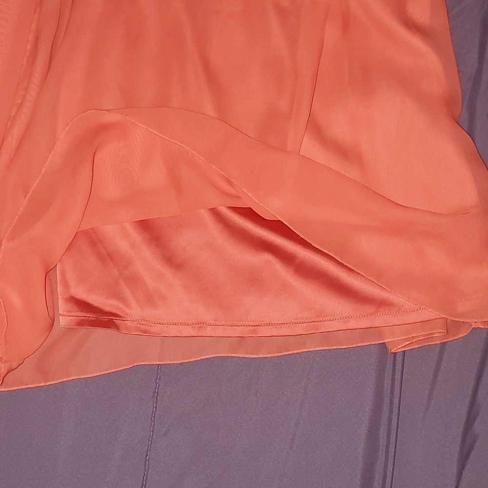 FREE PEOPLE Dancing in the moonlight Beaded dress sz 4 Papaya Coral Chiffon NWOT - Picture 7 of 14